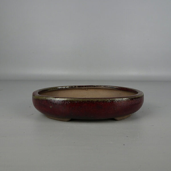 盆栽鉢 落款なし 小型 長辺 約 15.8cm 楕円鉢 釉薬 中国鉢 新品 数量物 k1200291253