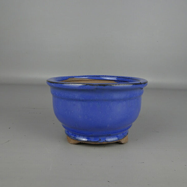 盆栽鉢 落款なし 小型 長辺 約 12cm 丸鉢 外縁 釉薬 中国鉢 新品 数量物 r1200277597