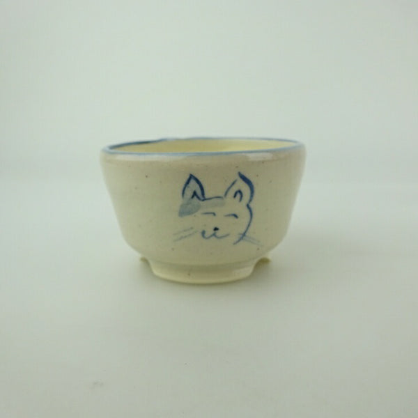 盆栽鉢 ゆうき祥石 小鉢 長辺 約 6.8cm 丸鉢 絵鉢 猫 ネコ ねこ 釉薬 鑑賞用 観賞用  新品 s1200290090