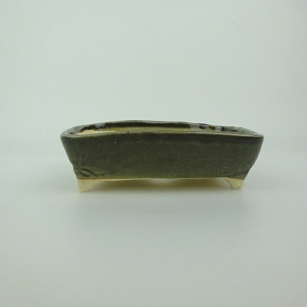 盆栽鉢 ゆうき祥石 小型 長辺 約 14.3cm 長方鉢 釉薬  新品 w1200292005