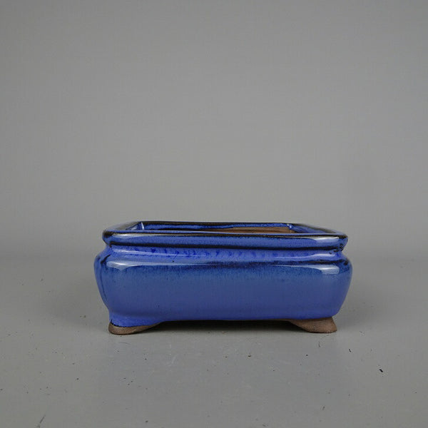 盆栽鉢 落款なし 小型 長辺 約 12.5cm 長方鉢 釉薬 中国鉢 新品 数量物 p1200295228