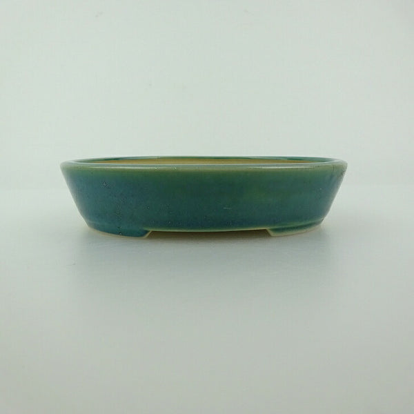 盆栽鉢 青香 小型 長辺 約12cm 楕円鉢 釉薬 m1200289007