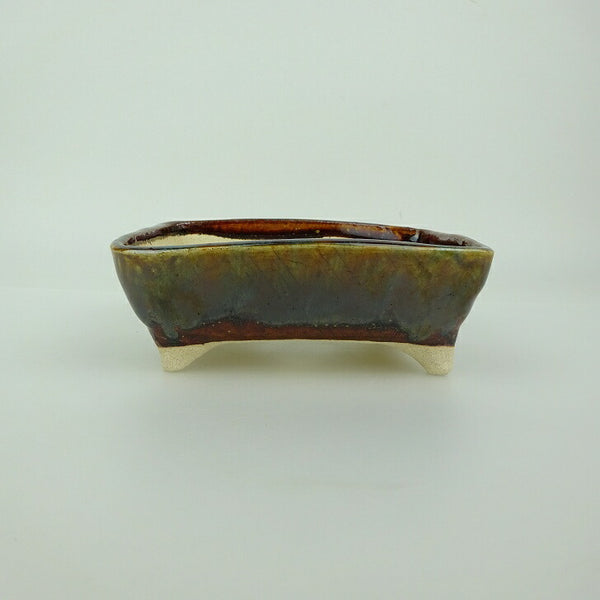 盆栽鉢 ゆうき祥石 小型 長辺 約 11.8cm 長方鉢 釉薬  新品 v1200313838