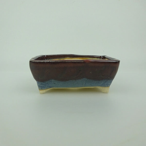 盆栽鉢 ゆうき祥石 小型 長辺 約 11.8cm 長方鉢 釉薬  新品 w1200284884