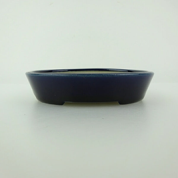 盆栽鉢 青香 小型 長辺 約12cm 楕円鉢 釉薬 r1200280087