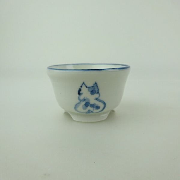 盆栽鉢 ゆうき祥石 小鉢 長辺 約 5.5cm 丸鉢 絵鉢 猫 ネコ ねこ 釉薬 鑑賞用 観賞用  新品 w1200288169