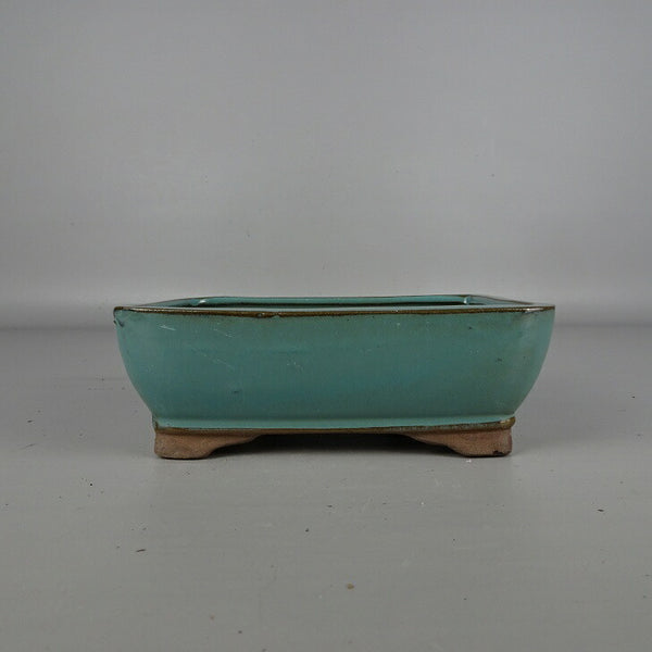 盆栽鉢 落款なし 小型 長辺 約 16cm 長方鉢 釉薬 中国鉢 新品 数量物 d1200296399