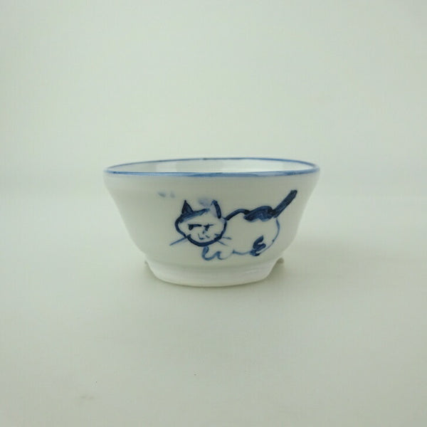 盆栽鉢 ゆうき祥石 小鉢 長辺 約 6.5cm 丸鉢 絵鉢 猫 ネコ ねこ 足跡 肉球 釉薬 鑑賞用 観賞用  新品 n1200289964