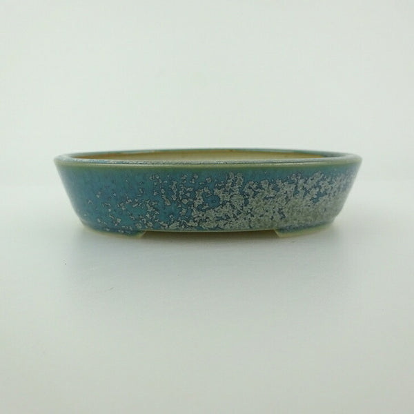 盆栽鉢 青香 小型 長辺 約11.9cm 楕円鉢 釉薬 l1200285398