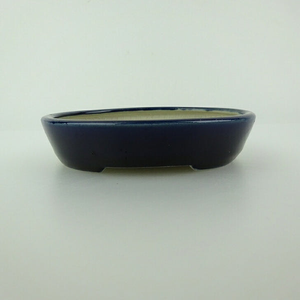 盆栽鉢 青香 小型 長辺 約11.9cm 楕円鉢 釉薬 v1200313341