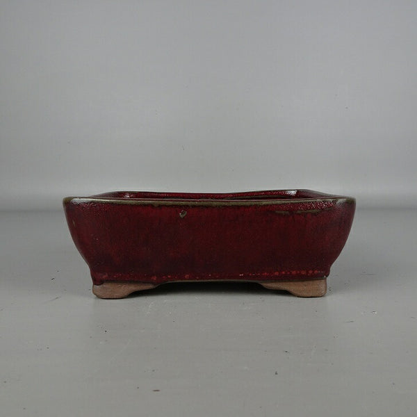 盆栽鉢 落款なし 小型 長辺 約 16.5cm 長方鉢 釉薬 中国鉢 新品 数量物 p1200294232