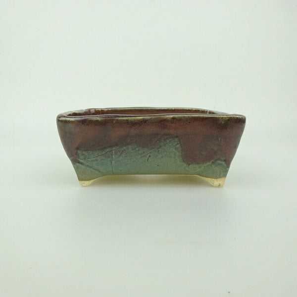 盆栽鉢 ゆうき祥石 小型 長辺 約 11.3cm 長方鉢 釉薬  新品 x1200287987