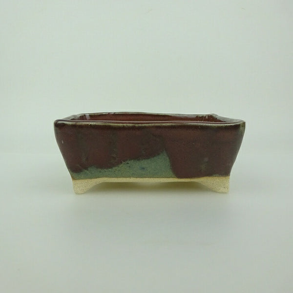 盆栽鉢 ゆうき祥石 小型 長辺 約 11.5cm 長方鉢 釉薬  新品 u1200309551