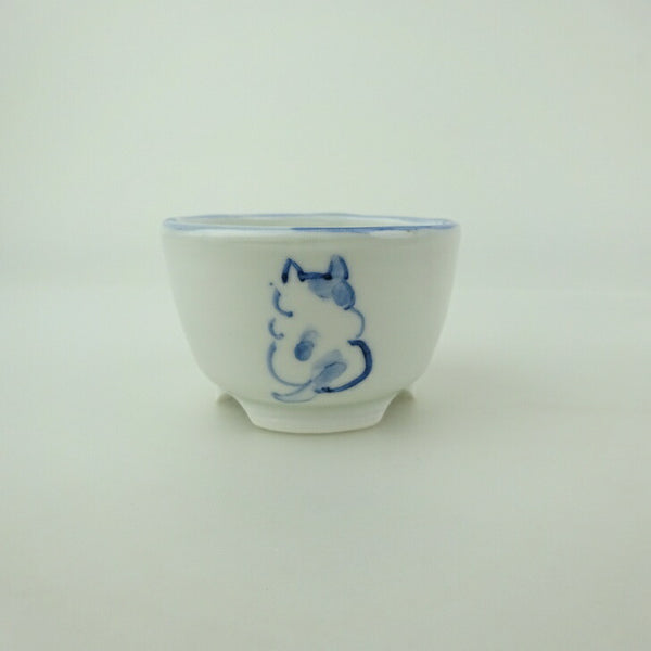 盆栽鉢 ゆうき祥石 小鉢 長辺 約 5.5cm 丸鉢 絵鉢 猫 ネコ ねこ 釉薬 鑑賞用 観賞用  新品 j1200291736