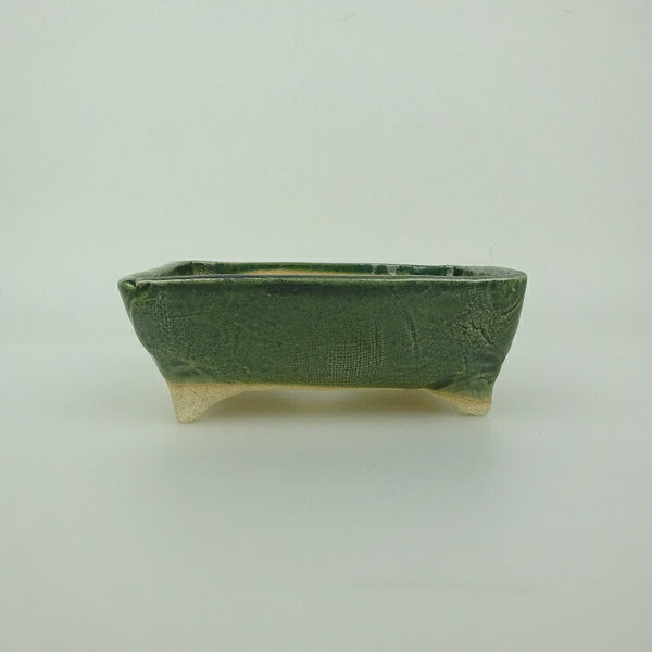 盆栽鉢 ゆうき祥石 小型 長辺 約 11.5cm 長方鉢 釉薬  新品 r1200283922