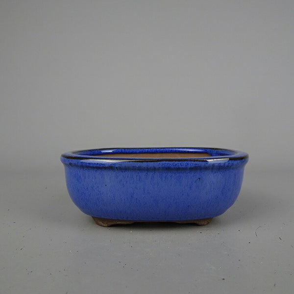 盆栽鉢 落款なし 小型 長辺 約 12.2cm 楕円鉢 釉薬 中国鉢 新品 数量物 s1200285698