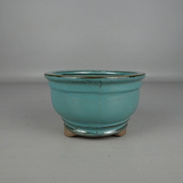 盆栽鉢 落款なし 小型 長辺 約 12cm 丸鉢 外縁 釉薬 中国鉢 新品 数量物 l1200292761