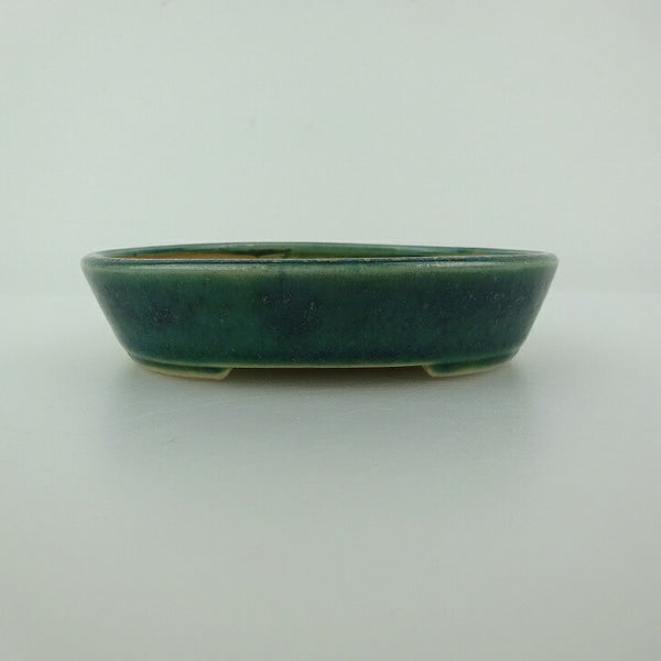 盆栽鉢 青香 小型 長辺 約12cm 楕円鉢 釉薬 t1200288473