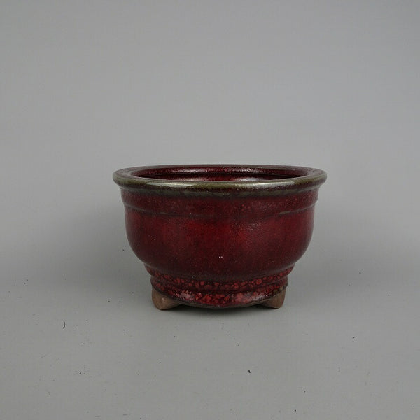盆栽鉢 落款なし 小型 長辺 約 12cm 丸鉢 外縁 釉薬 中国鉢 新品 数量物 h1200308801