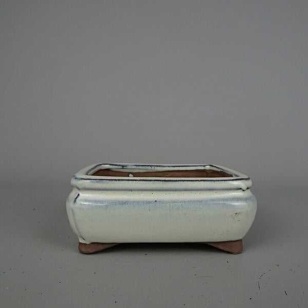 盆栽鉢 落款なし 小型 長辺 約 12.5cm 長方鉢 釉薬 中国鉢 新品 数量物 j1200292534