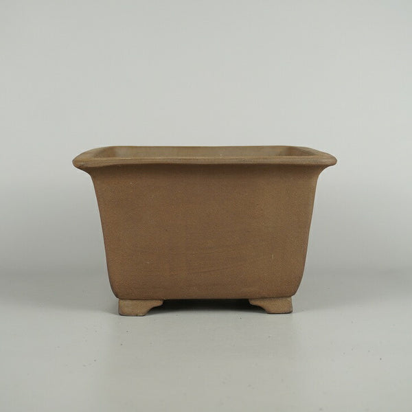 中古盆栽鉢 真山 寺畑 中型 長辺 約 21.5cm 正方鉢 外縁 泥物  中古鉢 n1200643968