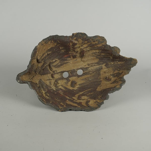 中古盆栽鉢 常滑 秀峰 中型 長辺 約 25.5cm 葉型鉢 泥物  中古鉢 v1200666397