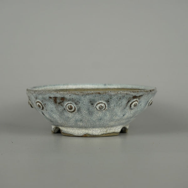 盆栽鉢 文山 越前文山 小型 長辺 約 15.3cm 鯖江園芸 丸鉢 鋲打 釉薬 鑑賞 観賞用 v1200673224