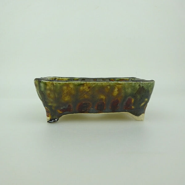 盆栽鉢 ゆうき祥石 小型 長辺 約 11.3cm 長方鉢 釉薬  新品 v1200662398