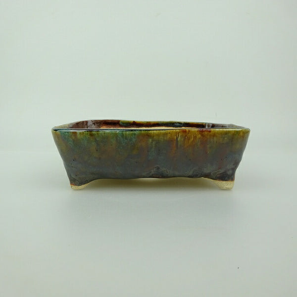 盆栽鉢 ゆうき祥石 小型 長辺 約 13.3cm 長方鉢 釉薬  新品 h1200658715