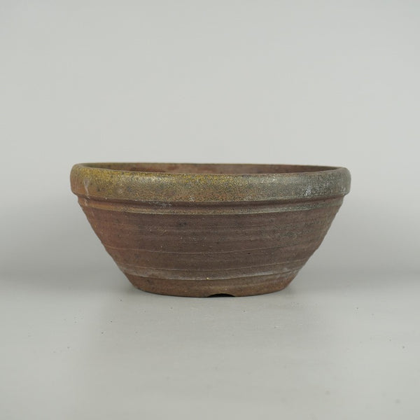 中古盆栽鉢 常滑 凡才 中型 長辺 約 23.5cm 丸鉢 泥物  中古鉢 f1200642714