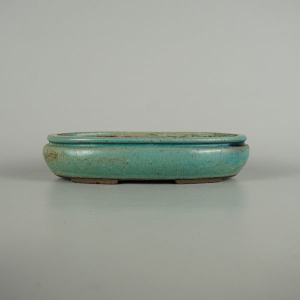 中古 盆栽鉢 三州 一陽 中型 長辺 約 21cm 楕円鉢 釉薬  中古鉢 x1200645112