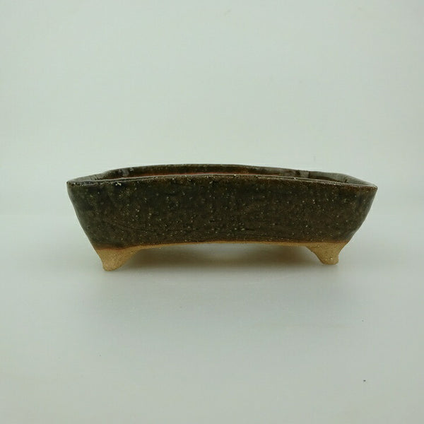 盆栽鉢 ゆうき祥石 小型 長辺 約 13.5cm 長方鉢 釉薬  新品 v1200669035