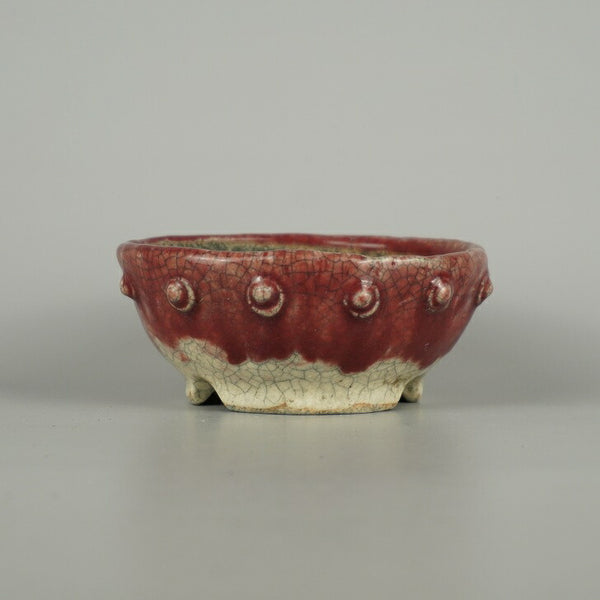 盆栽鉢 文山 越前文山 小型 長辺 約 11.5cm 鯖江園芸 丸鉢 鋲打 釉薬 鑑賞 観賞用 l1200646815