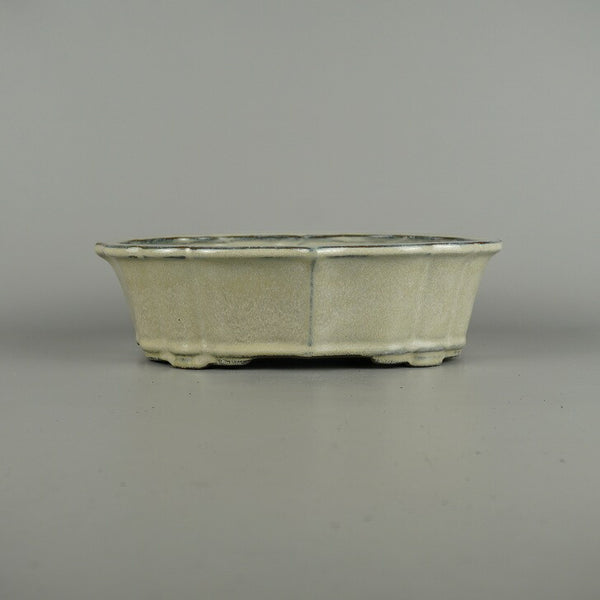 中古盆栽鉢 陶翠 中型 長辺 約 25.2cm 剣 木瓜鉢 外縁 釉薬  中古鉢 j1200649221