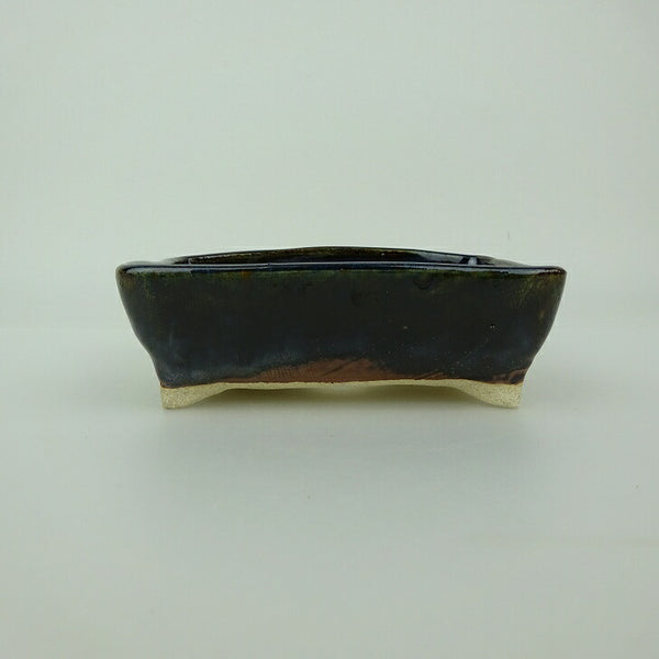 盆栽鉢 ゆうき祥石 小型 長辺 約 11.5cm 長方鉢 釉薬  新品 s1200640195