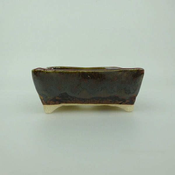 盆栽鉢 ゆうき祥石 小型 長辺 約 11.5cm 長方鉢 釉薬  新品 e1200644469