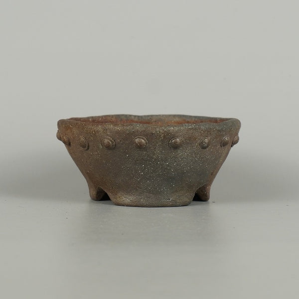 盆栽鉢 文山 越前文山 小型 長辺 約 10cm 鯖江園芸 丸鉢 鋲打 泥物 n1200645861