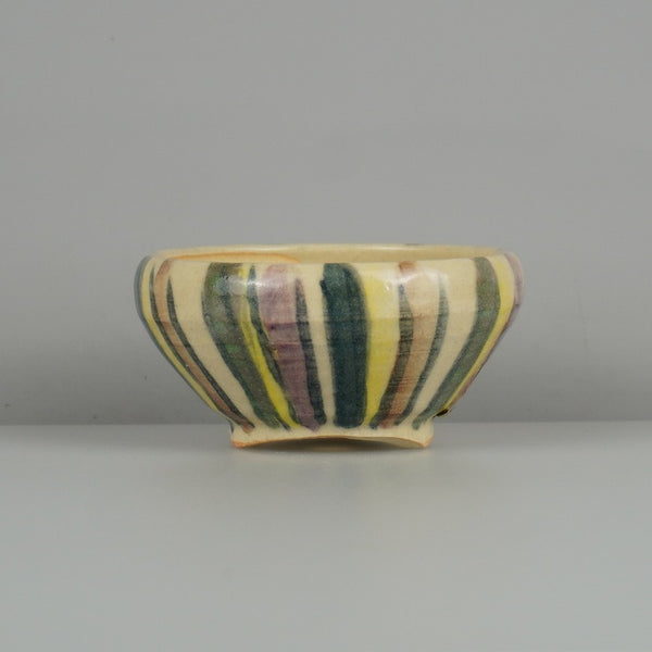 盆栽鉢 是好 矩 小鉢 長辺 約 7.8cm 丸鉢 色絵 縦縞 縞 模様 鑑賞 観賞用  新品 g1200658377