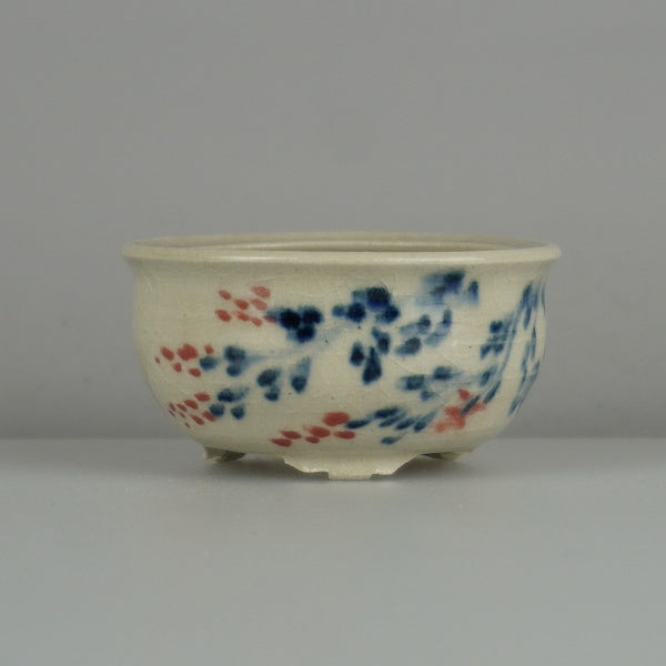 盆栽鉢 是好 矩 小鉢 長辺 約 6.5cm 丸鉢 色絵 花 はな ハナ 植物 鑑賞 観賞用  新品 p1200659358