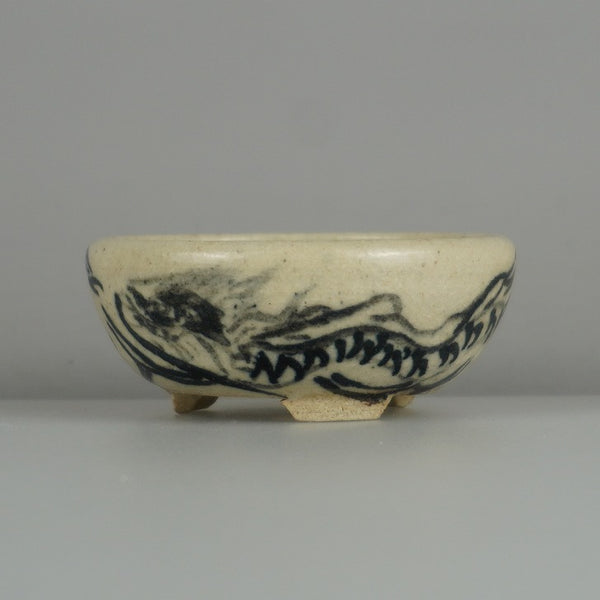 盆栽鉢 是好 矩 小鉢 長辺 約 6.8cm 丸鉢 墨絵 龍 りゅう リュウ 竜 鑑賞 観賞用  新品 s1200656502