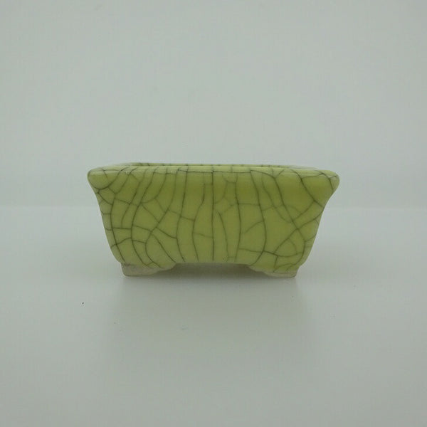 盆栽鉢 青香 小鉢 長辺 約5.9cm 長方鉢 貫入 縁付 釉薬 p1200789178