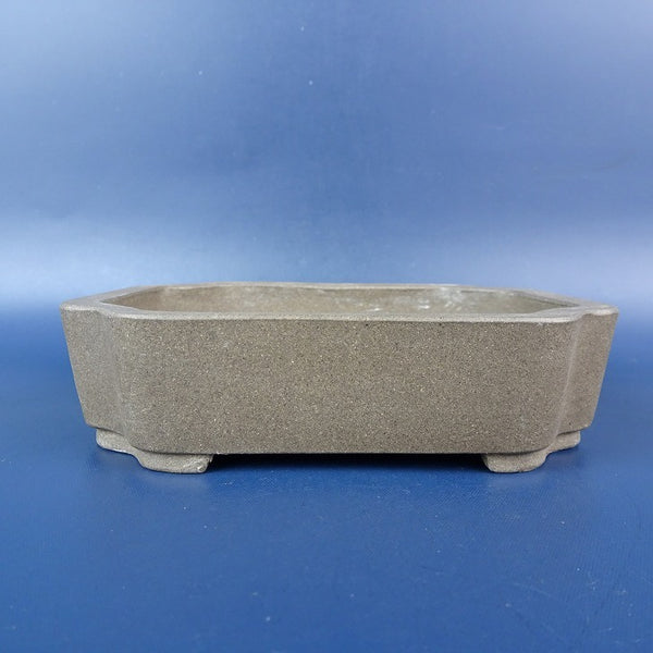 中古盆栽鉢 秋想道人 小型 長辺 約11.8cm 長方鉢 隅入 泥鉢 中国鉢  中古鉢 j1201029979