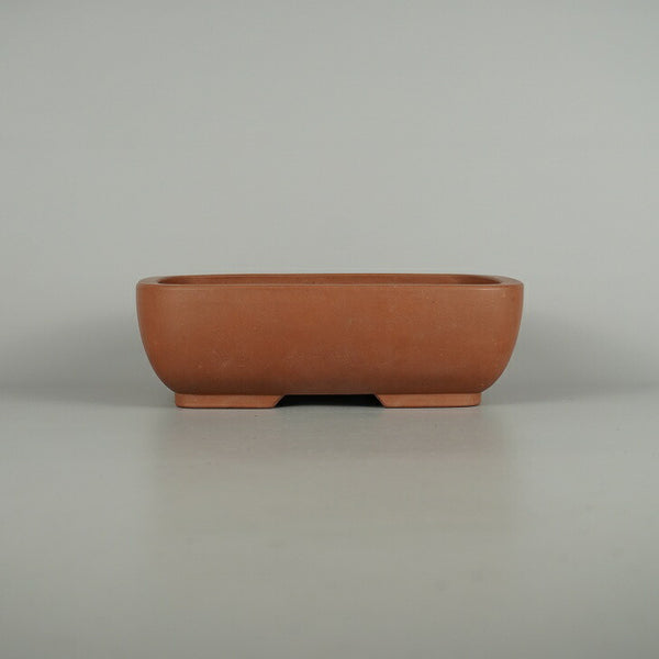 中古盆栽鉢 中国宜興 他 4329 中型 長辺 約 22cm 長方鉢 撫角 泥物  中古鉢 l1201117341