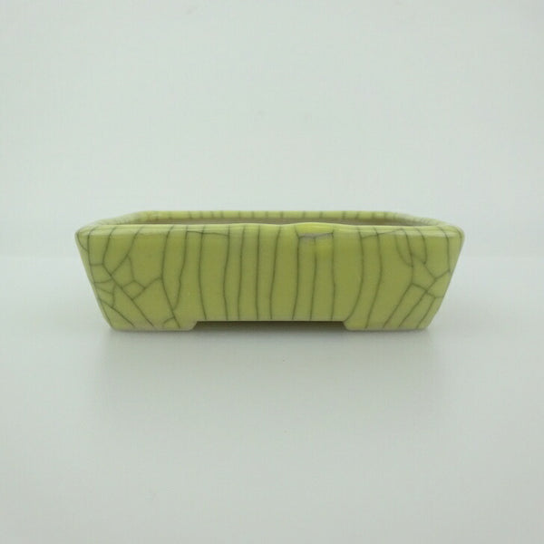 中古 盆栽鉢 青香 小鉢 長辺 約9.5cm 長方鉢 貫入 釉薬  中古鉢 m1201486616