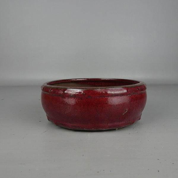 盆栽鉢 落款なし 小型 長辺 約 16cm 丸鉢 釉薬 中国鉢 新品 数量物 r1201486150