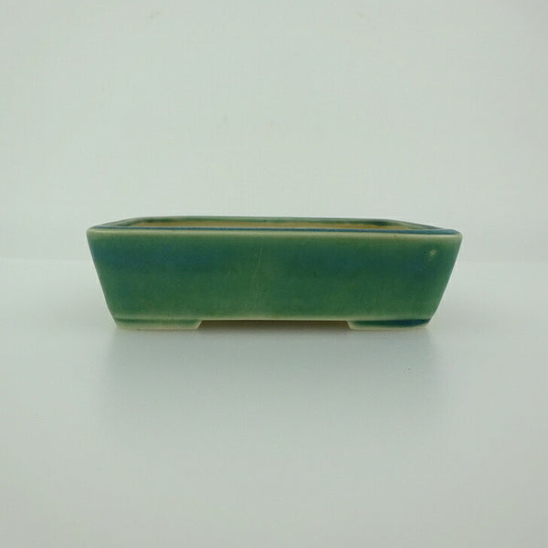中古 盆栽鉢 青香 小鉢 長辺 約9.1cm 長方鉢 釉薬  中古鉢 w1201484628