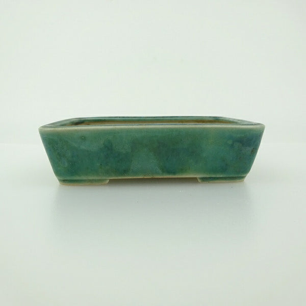 中古 盆栽鉢 青香 小鉢 長辺 約9.2cm 長方鉢 釉薬  中古鉢 h1201499435