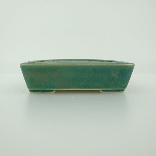 中古 盆栽鉢 青香 小鉢 長辺 約9.3cm 長方鉢 釉薬  中古鉢 q1201494858