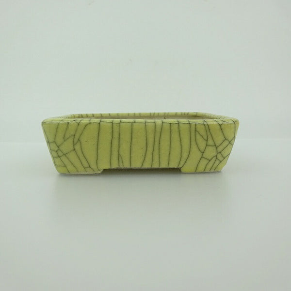 中古 盆栽鉢 青香 小鉢 長辺 約9.5cm 長方鉢 貫入 釉薬  中古鉢 1201482503