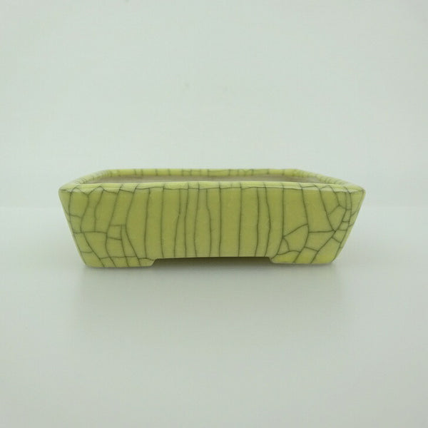 中古 盆栽鉢 青香 小鉢 長辺 約9.5cm 長方鉢 貫入 釉薬  中古鉢 t1201484085